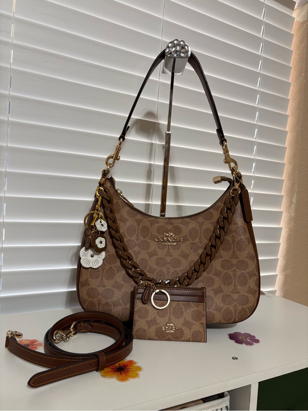 🤎Coach Teri Hobo Bag Set Brown Signature Shoulder Bag🤎✨